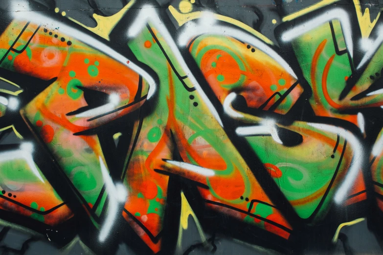 close up of a piece of graffiti in color and design