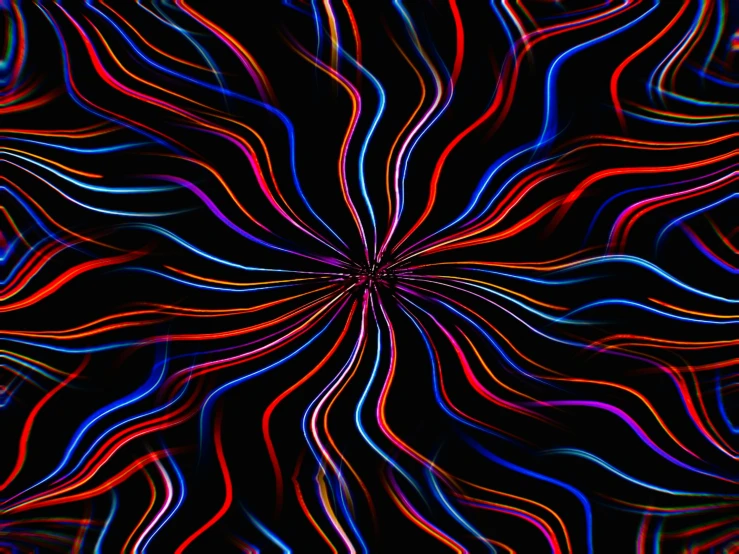 a black background with a red, blue and yellow pattern