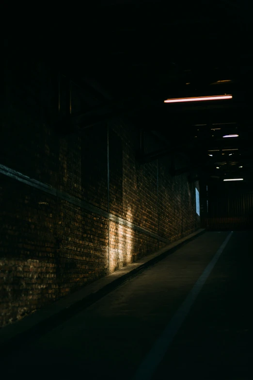 the hallway is lit up in dim light