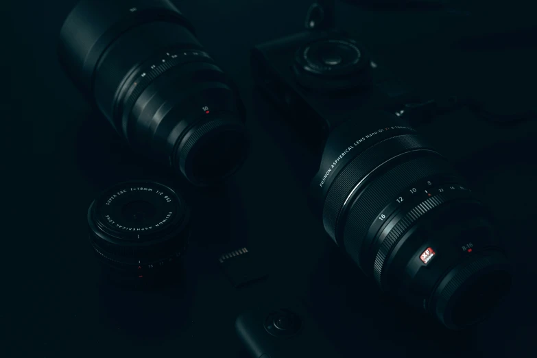 a camera sitting next to another camera on top of a table