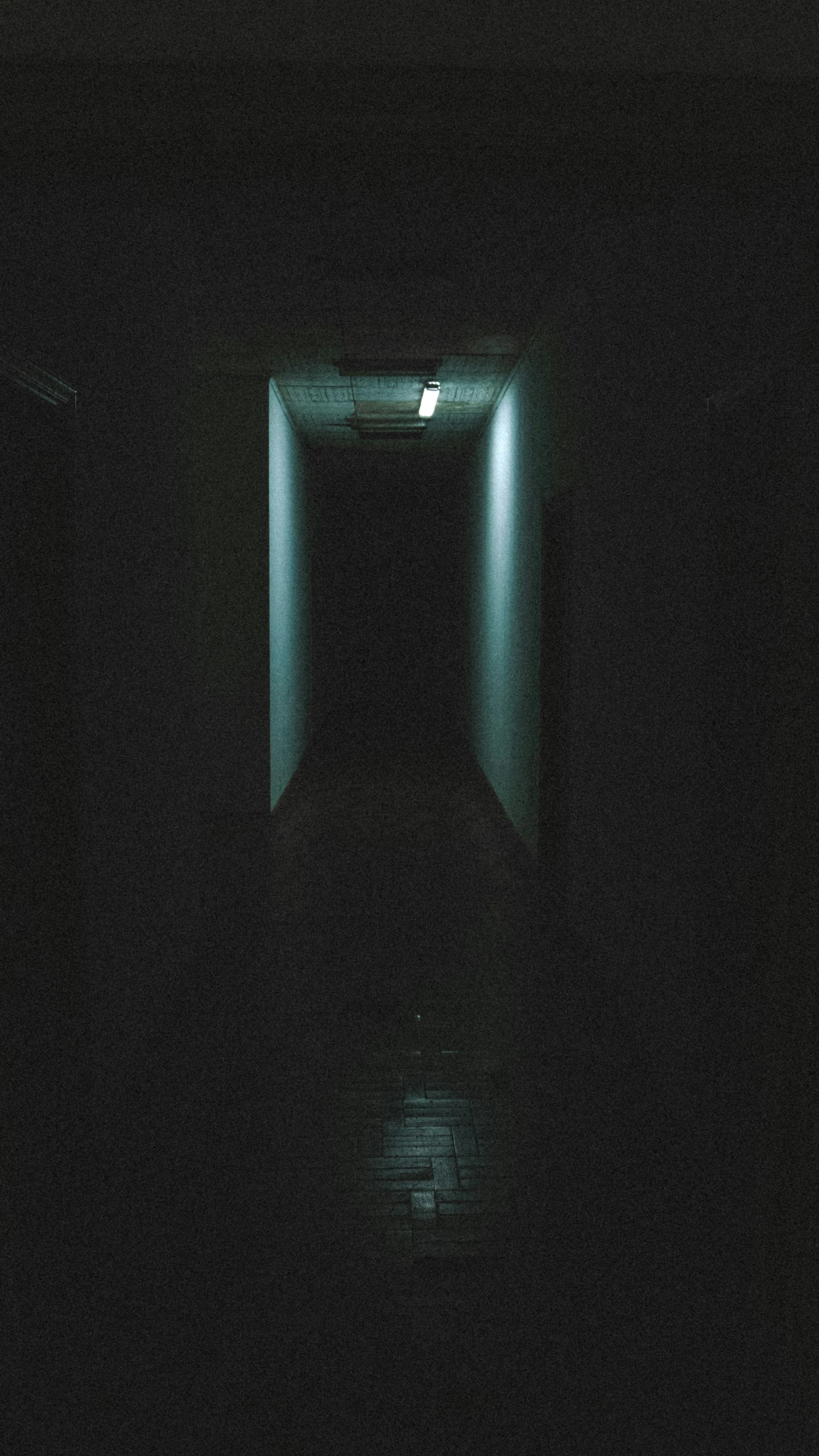 there is an empty dark tunnel that appears to be lit at night