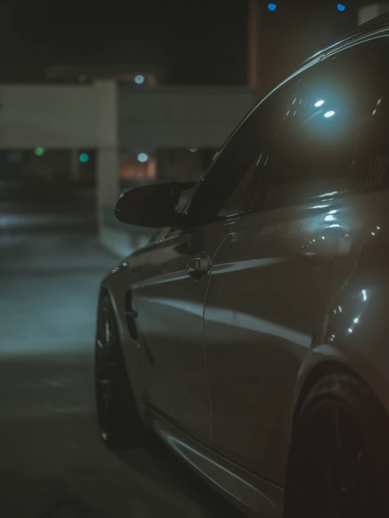 car parked at night with its lights on