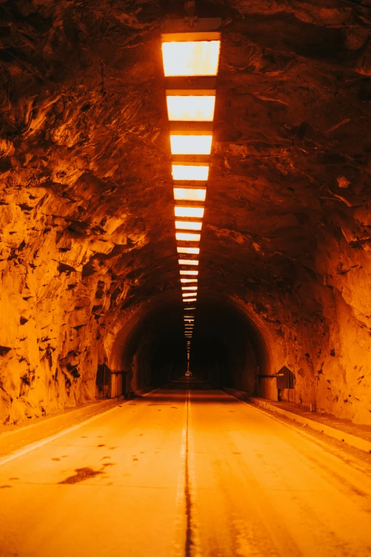 the inside of a tunnel that has no traffic lights