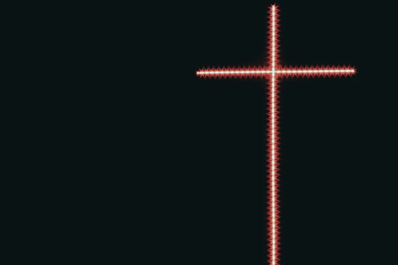 the cross is shining brightly on a black background