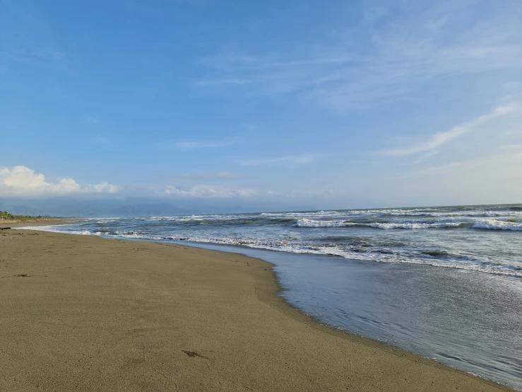 the ocean on a sunny day with some waves coming in