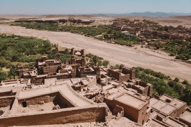 aerial s of some very old pueblo houses in the desert