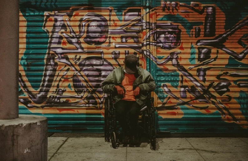 an image of a woman sitting in front of a building