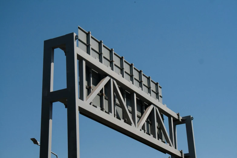 an overhead view of a metal frame and sky