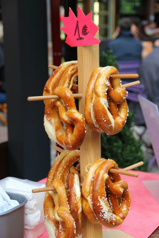 bagels being used for an upcoming meal on sticks
