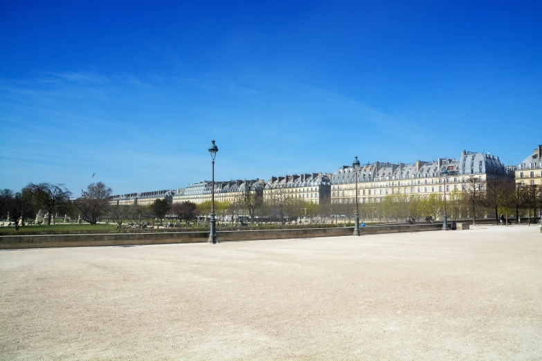 a view of a large building from across the plaza