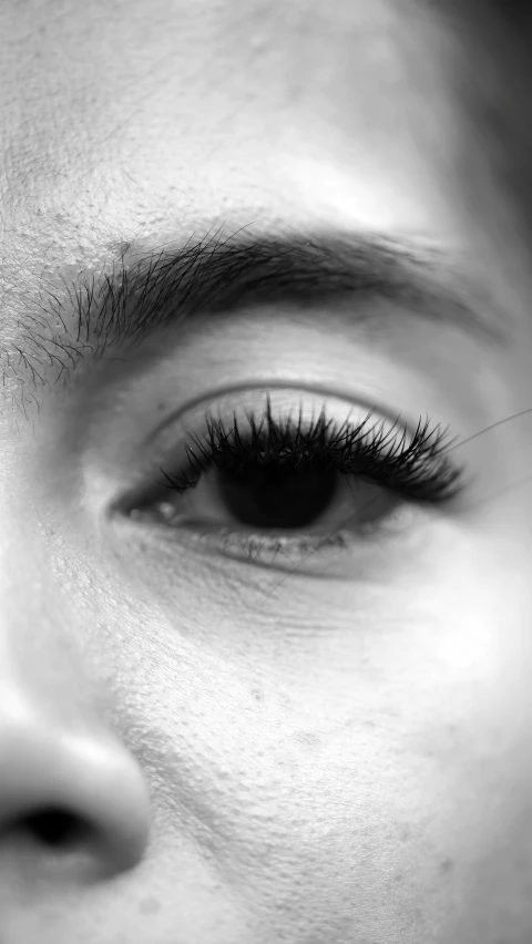 a black and white po of an eye with a large amount of wrinkles on the middle