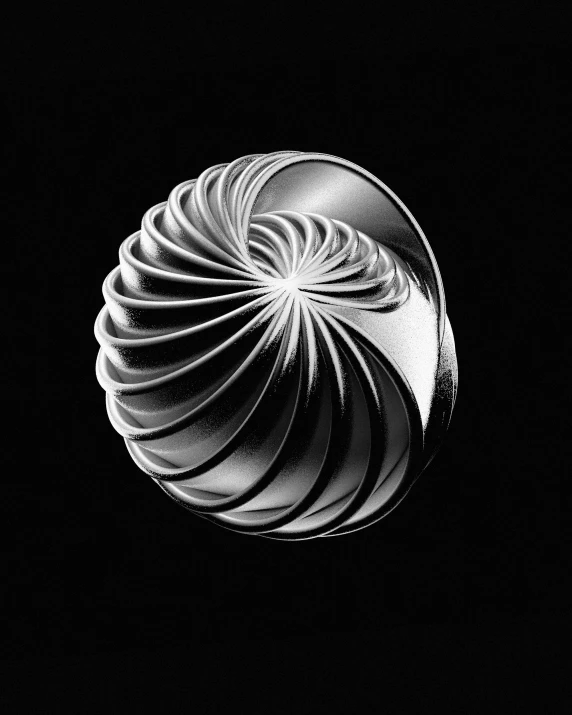 the shape of a large shell on a black background