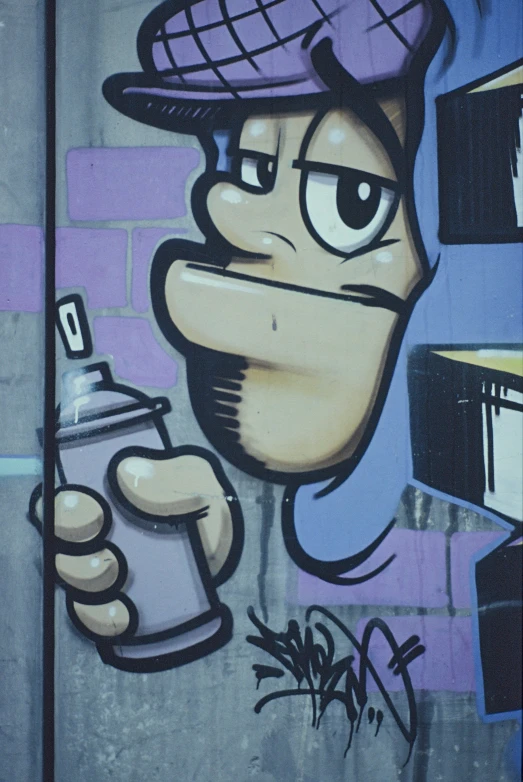 a drawing of a man holding a spray bottle