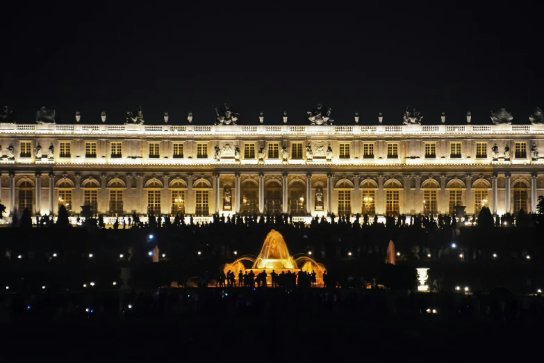 a building in a city is lit up at night