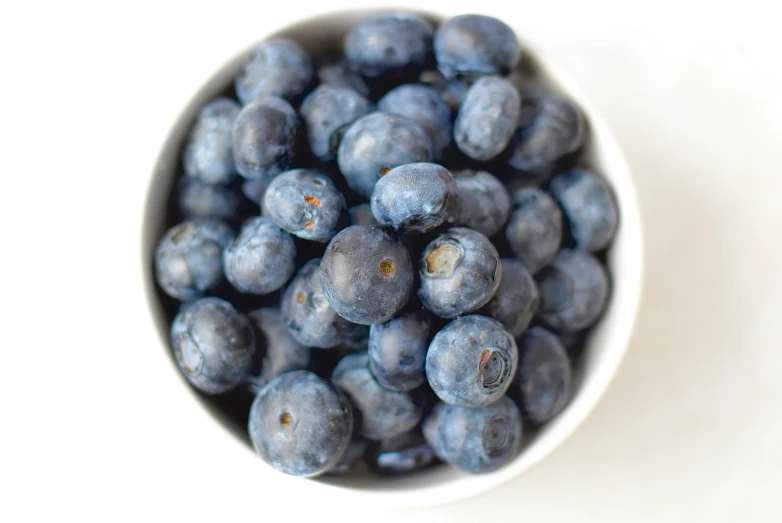 a white bowl with lots of blueberries in it