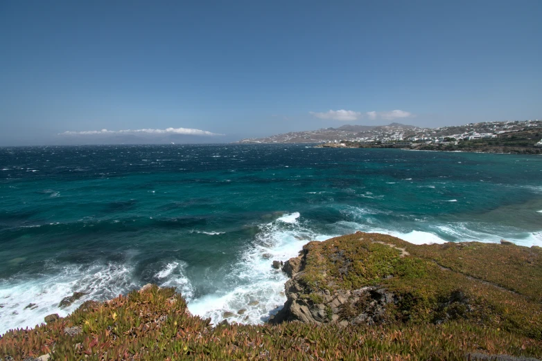 a view of an ocean, where we can see very little waves