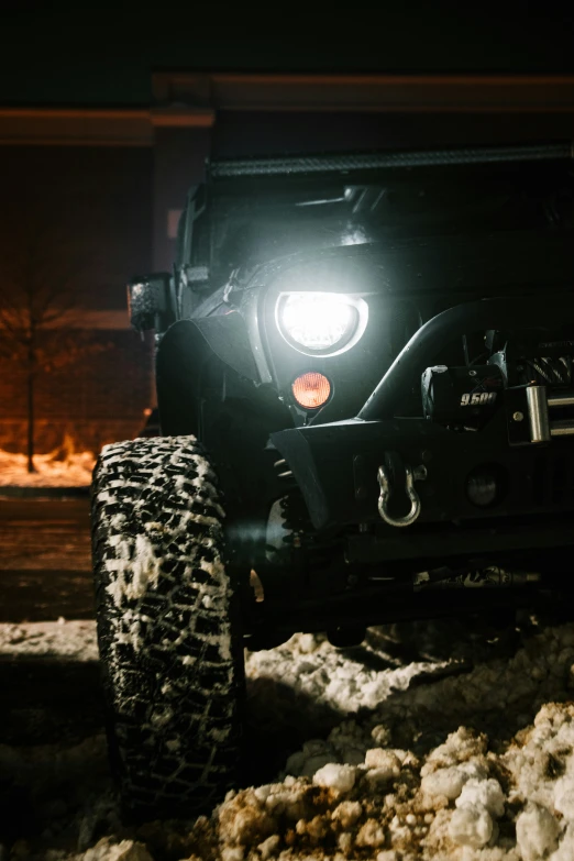 the front bumper is shown in the snow