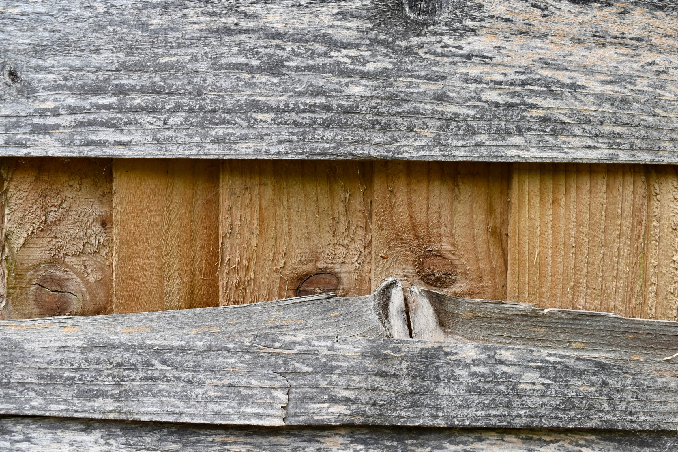 a close up view of some wood on a fence