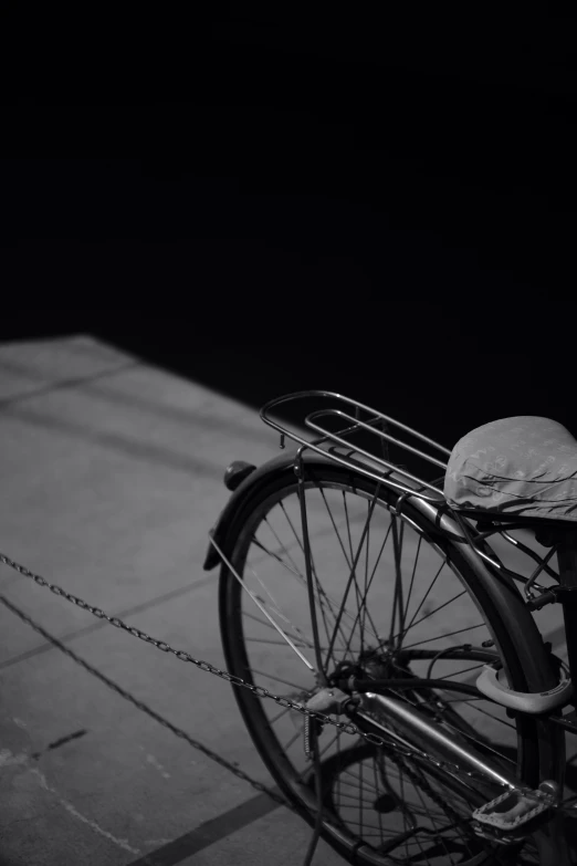 black and white pograph of an old fashioned bike