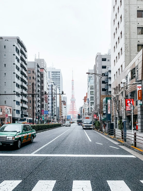 the city street is empty in the middle of the day