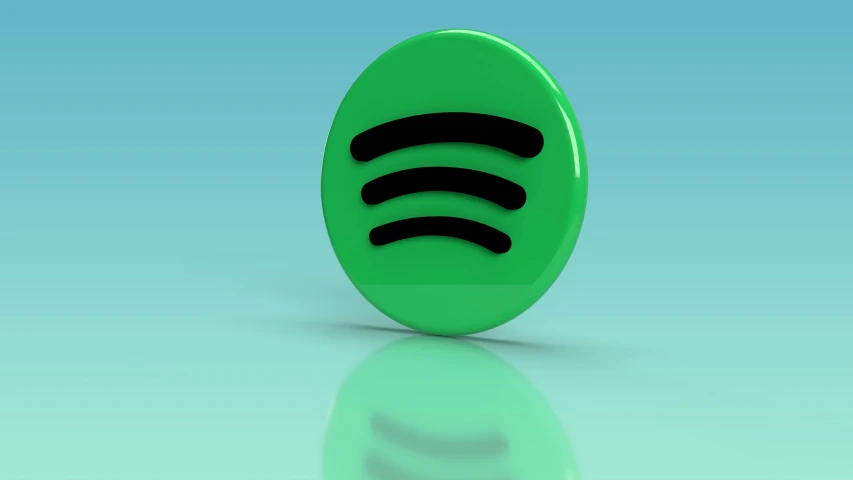 a green, 3d - rendered speaker on sitting on top of the floor