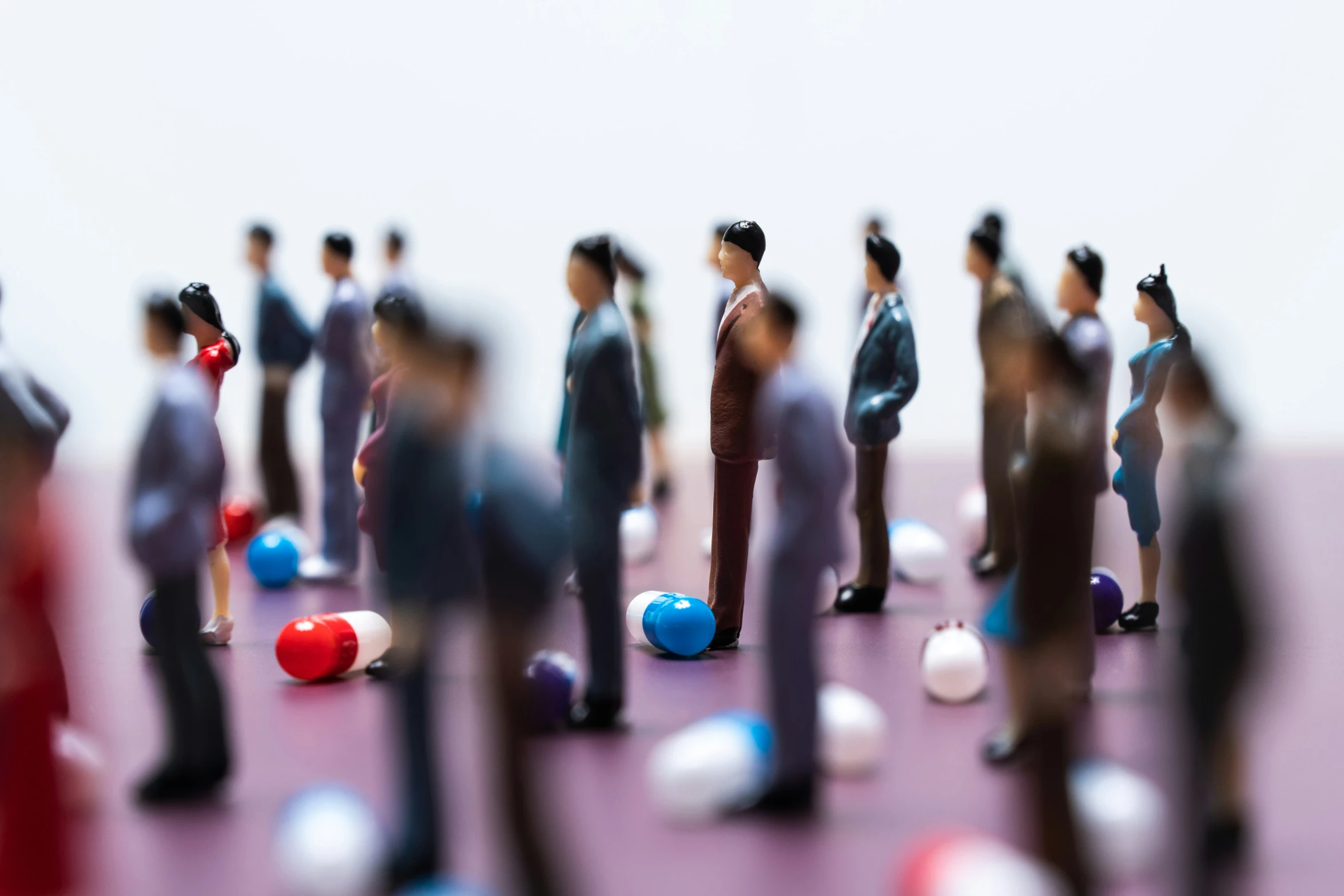 a group of small figures standing on top of a table