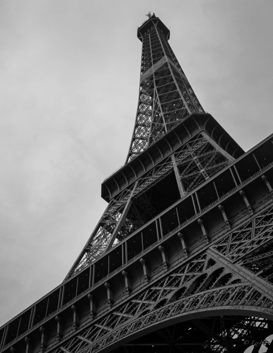 the eiffel tower on a cloudy day in paris, france