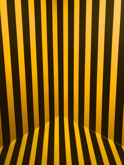 yellow and black striped walls, with vertical striped design