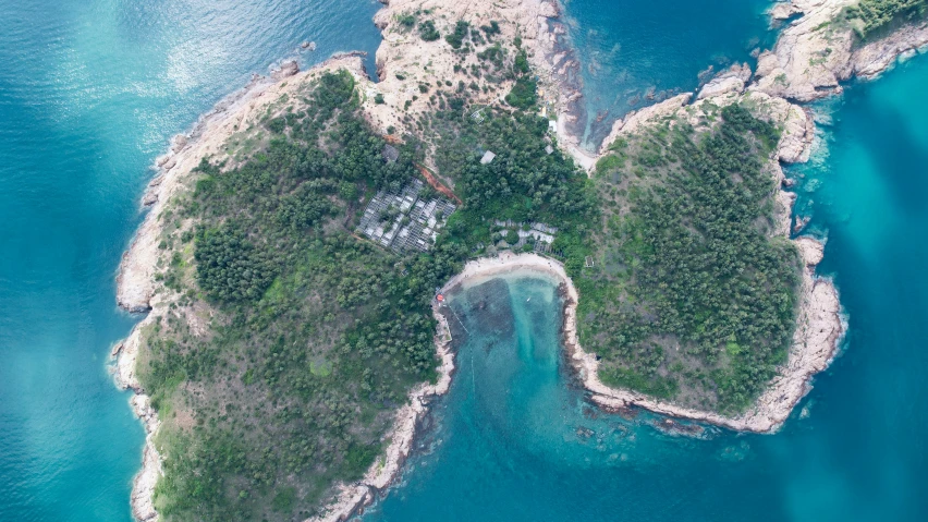 an aerial view of a island in the ocean