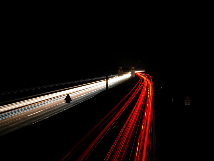 a long exposure po of lights from cars on a highway