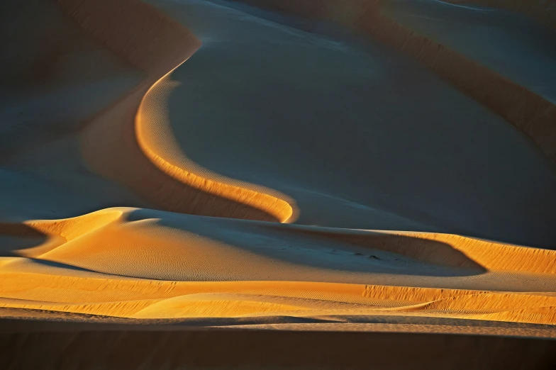 the sun lights up an expanse of sand dunes