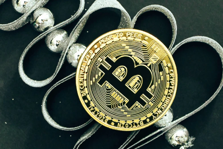 a bitcoin has been made into christmas ornaments