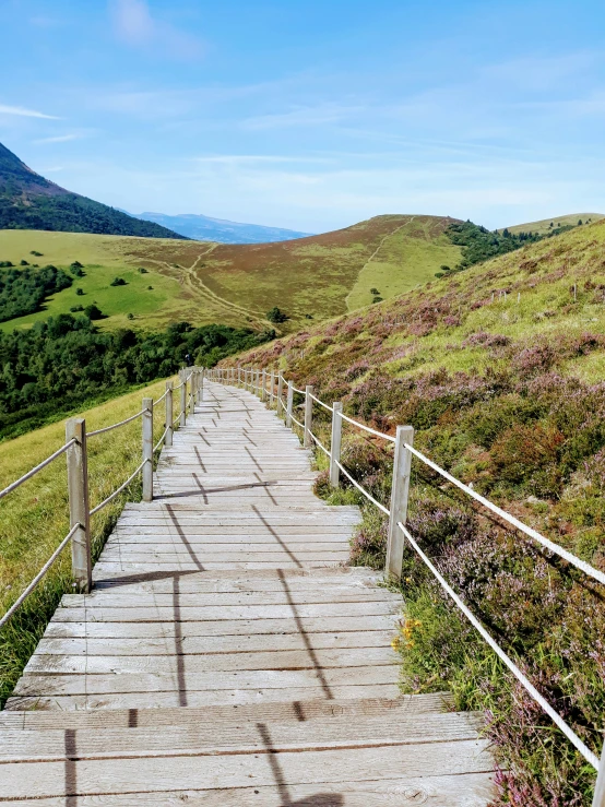 a set of stairs is made of wood and metal