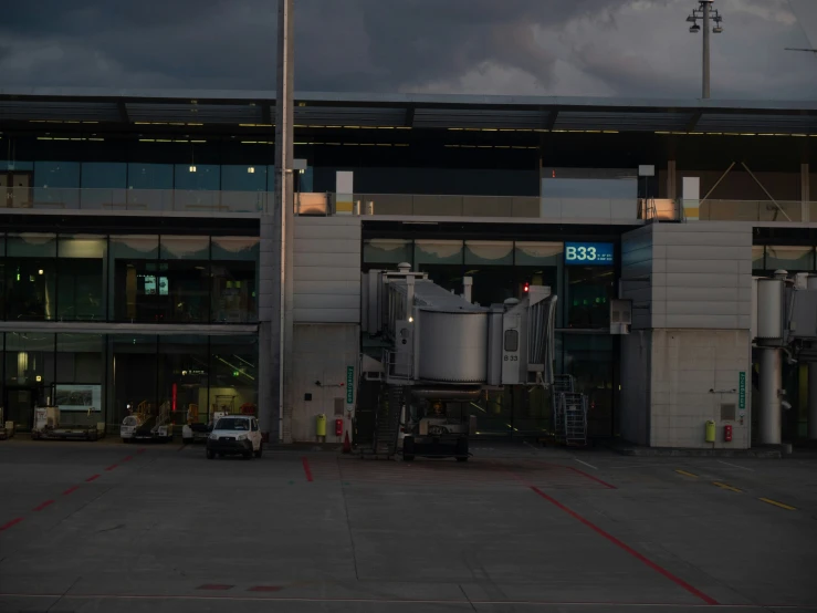 a large truck parked at a service station