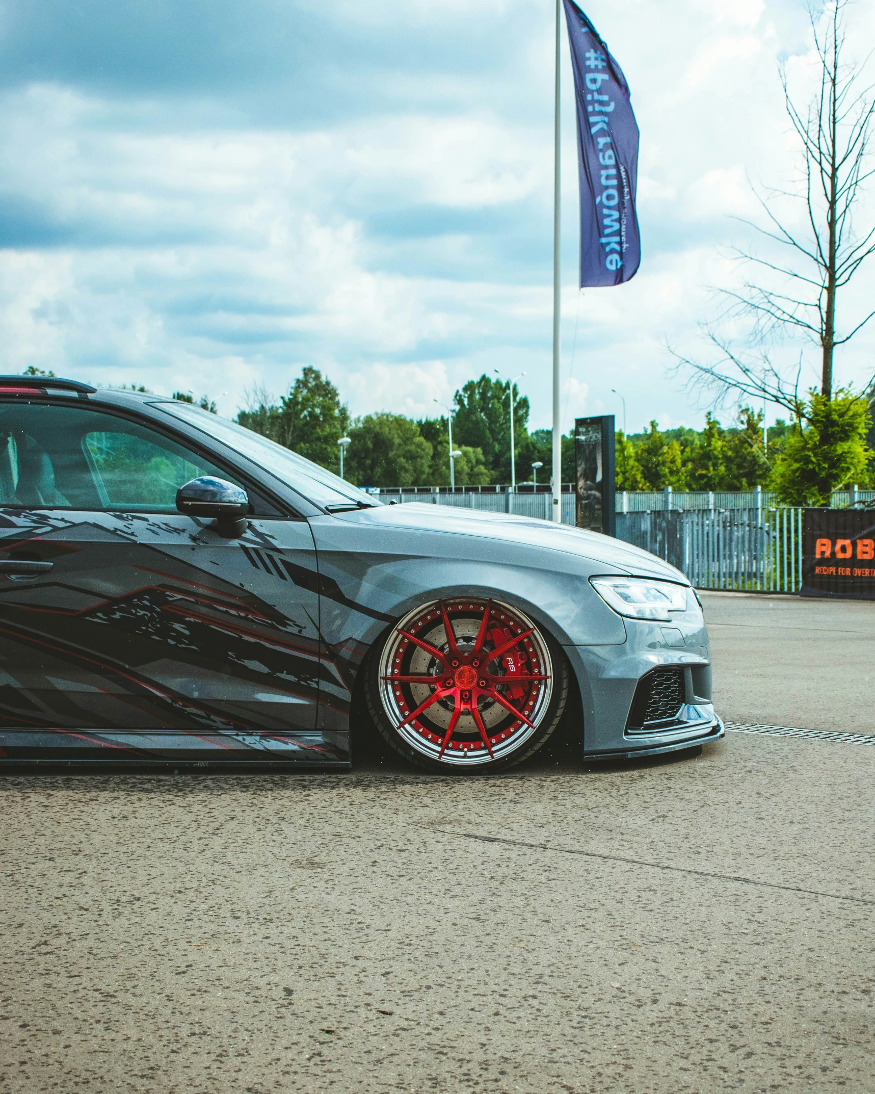 an automobile that is sitting in the street