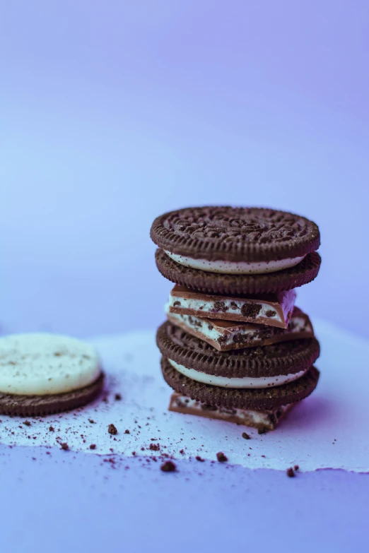 cookies and a chocolate sandwich on top of each other