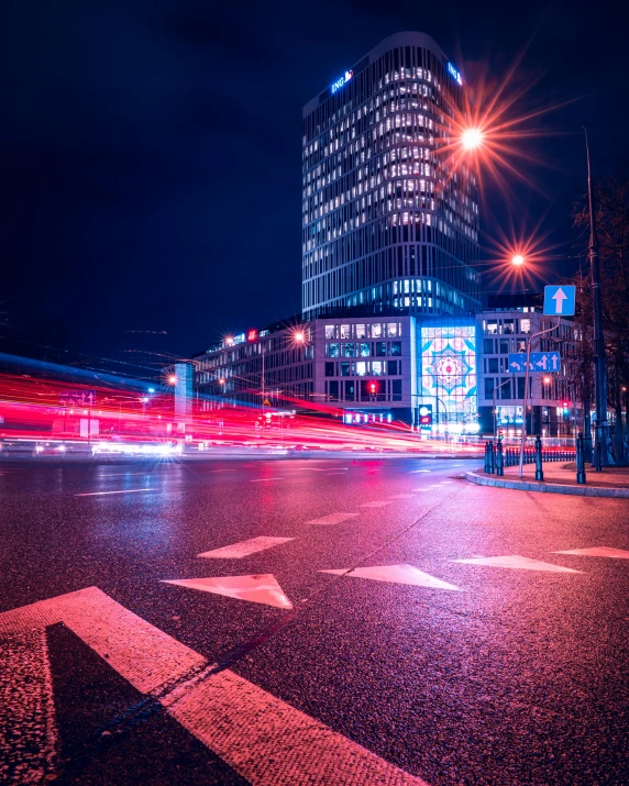 an urban city with a lot of neon colored lights