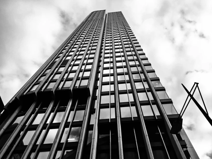 a black and white po of a tall building