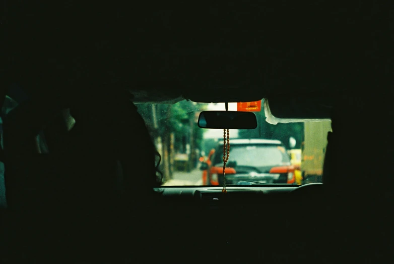 the view out of a windshield window of a car