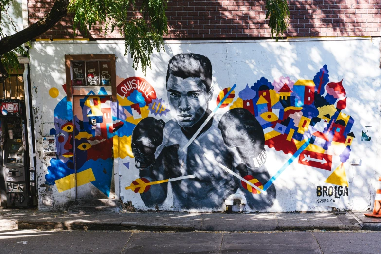 a large, colorful mural on the side of a building