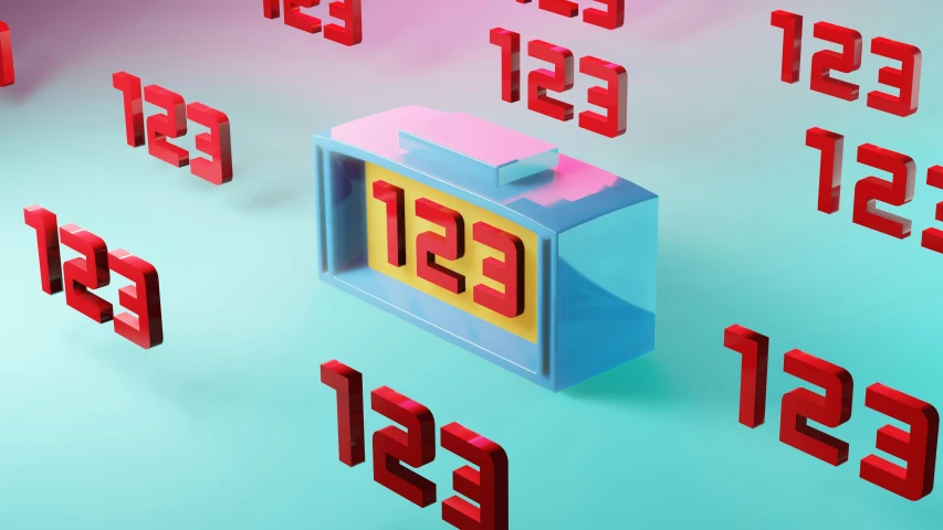 a computer generated block with numbers floating around it