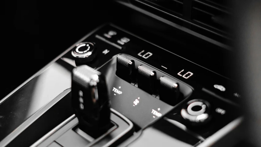 a on is shown on the center console in a car