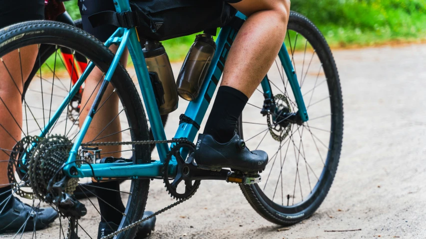 a man's bike is being ridden on the ground