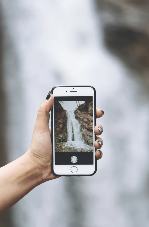 woman taking pictures with cellphone in hand