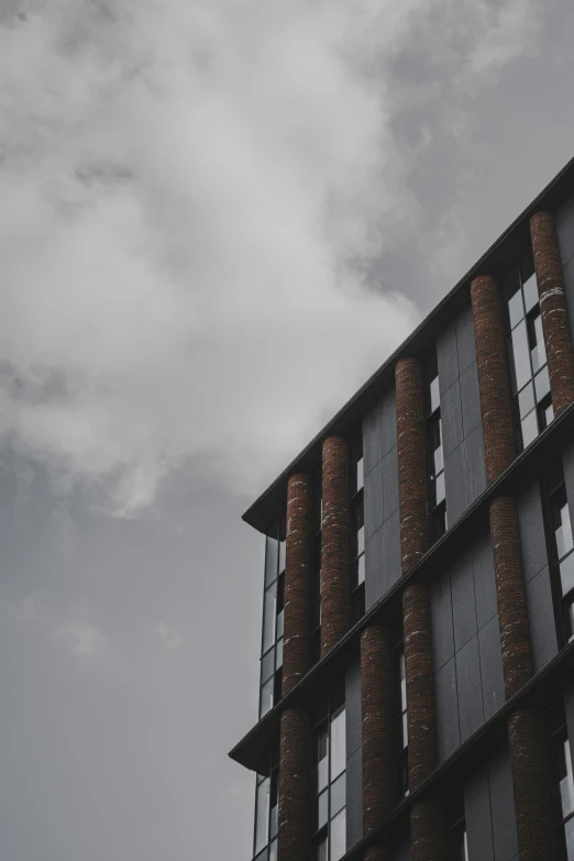 a building made of brick with bars on the sides