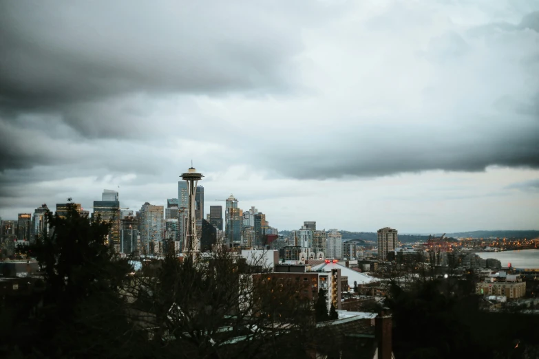 view from the city park on a cloudy day