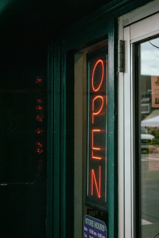 the large sign is displayed on the door