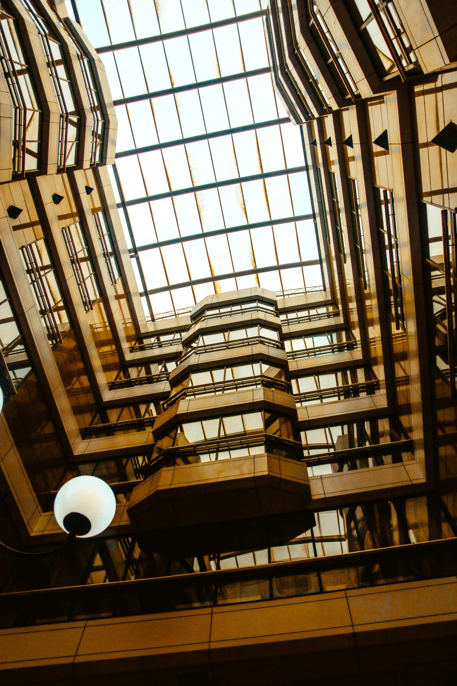 a large glass and metal window structure