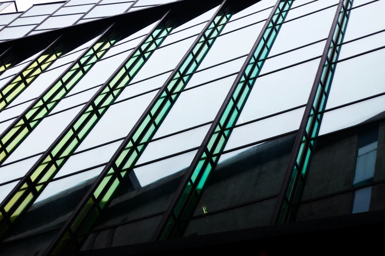 a building that has glass front and back windows