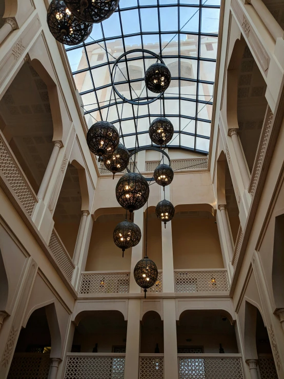 a building with a skylight and lots of glass